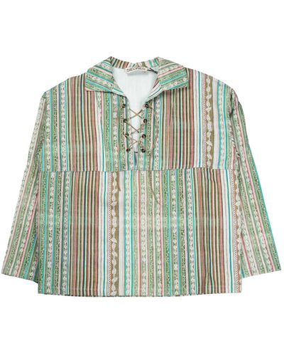 Siedres Camisa overshirt de algodón de manga larga con cuello abierto - Verde