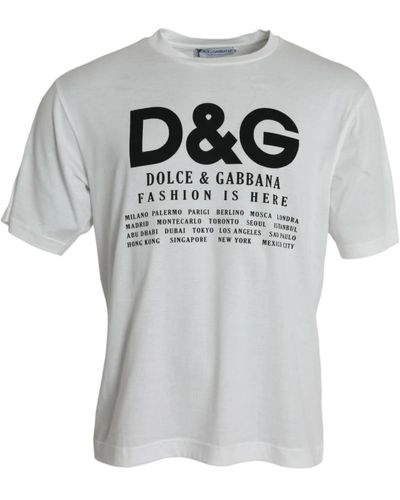 Dolce & Gabbana Weißes grafikdruck rundhals t-shirt - Grau