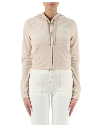 Juicy Couture Samt hoodie mit strass-logo - Natur