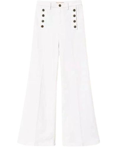 Twin Set Jeans flare in cotone stretch bianco