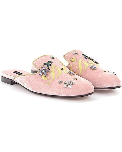 Dolce & Gabbana Schuhe Pantoletten JACKIE R Samt - Pink