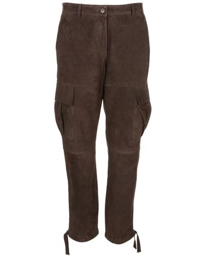 P.A.R.O.S.H. Leather Trousers - Braun