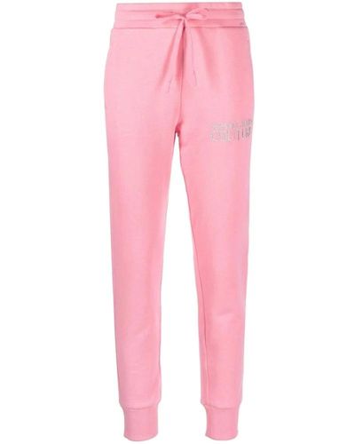 Versace Pantalones de fitness rosa con logo bordado