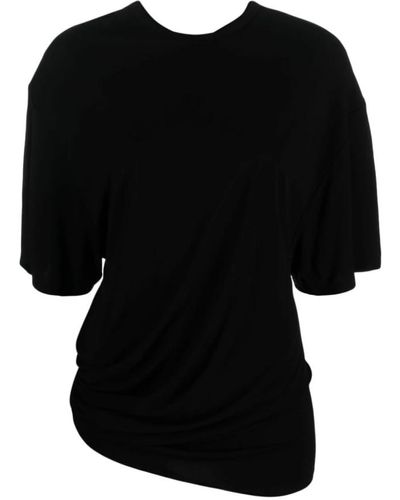 Christopher Esber T-shirt nere side cowl waist tee - Nero