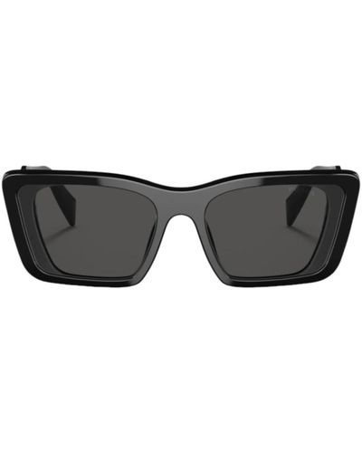 Prada Rechteckige sonnenbrille schwarz glänzender stil