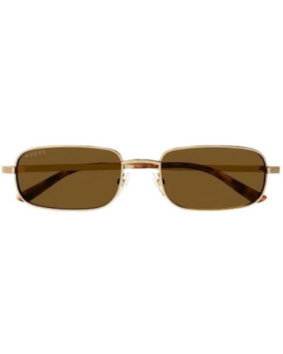 Gucci Goldbraune rechteckige sonnenbrille