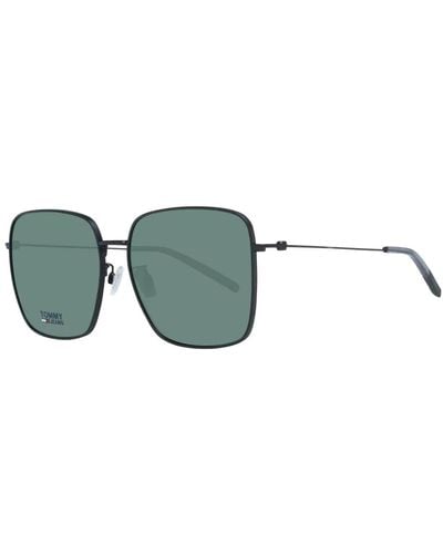 Tommy Hilfiger Schwarze sonnenbrille mit grünen gläsern