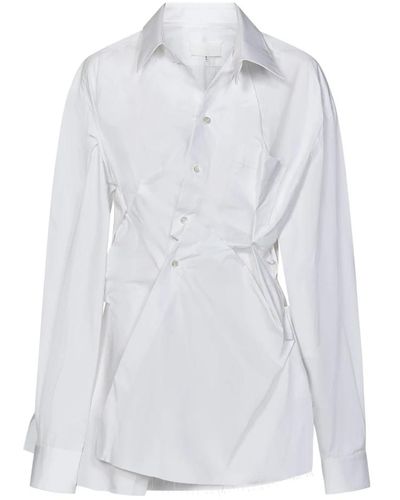 Maison Margiela Shirts,langarmshirt mit asymmetrischem saum und tasche - Weiß