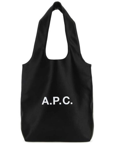A.P.C. Stilvolle schwarze leder einkaufstasche
