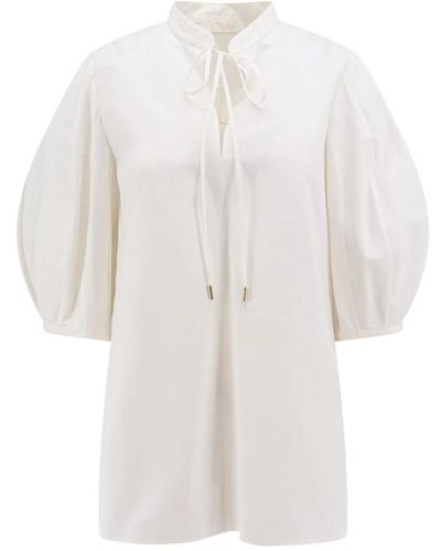 Chloé Weiße v-ausschnitt spitzenkragen bluse