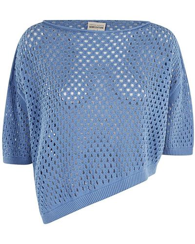 Semicouture Round-Neck Knitwear - Blue