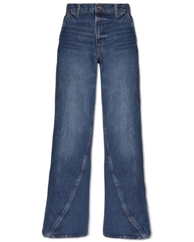 Anine Bing Jeans a gamba larga - Blu