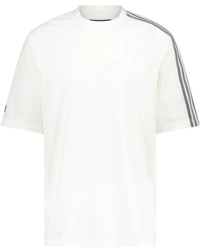 Y-3 Logo streifen t-shirt - Weiß