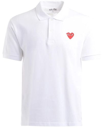 COMME DES GARÇONS PLAY Weißes polo-shirt mit rotem herzlogo