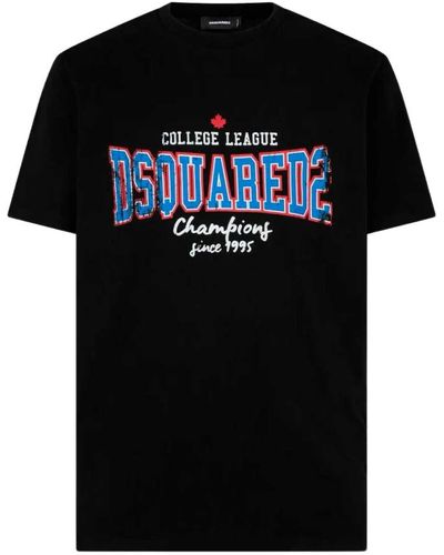 DSquared² Schwarzes cool fit tee t-shirts und polos,schwarze t-shirts und polos mit druck