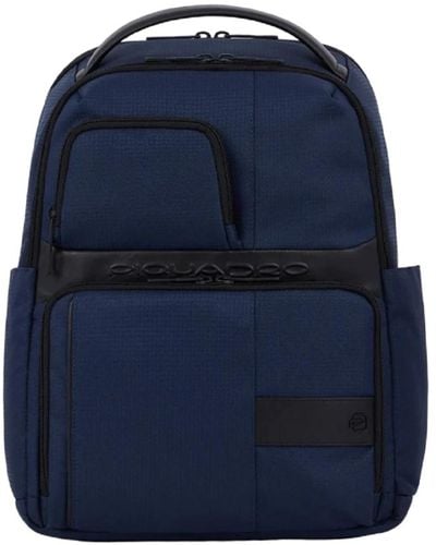 Piquadro Blaue eimer-tasche rucksack mit technischen funktionen