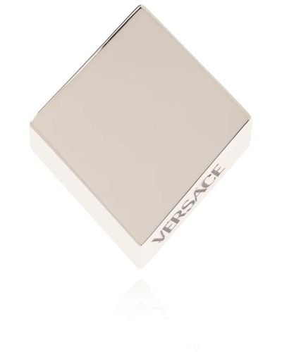 Versace Anello con logo inciso - Bianco