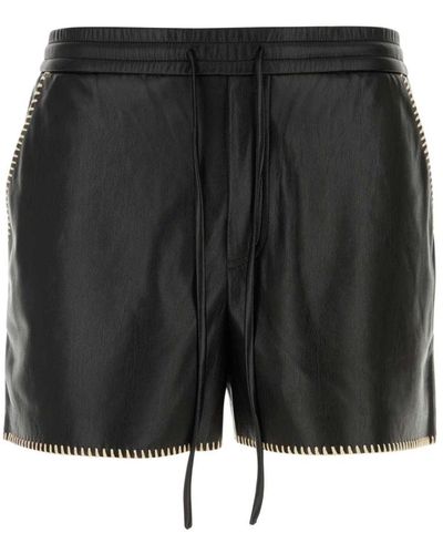 Nanushka Schicke schwarze leder bermuda shorts