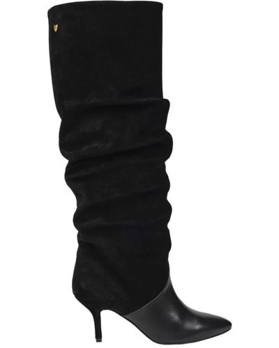 FABIENNE CHAPOT Schwarzer hoher stiefel mit spitzer zehenpartie und stiletto-absatz