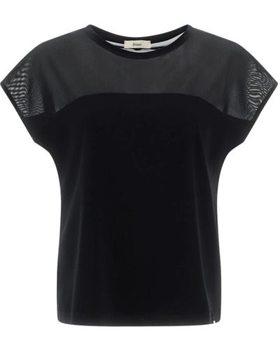 Herno T-shirt In Light Scuba & Stretch Tulle - Black