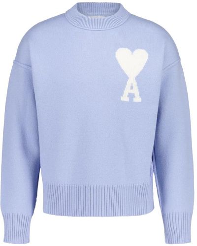 Ami Paris Round-Neck Knitwear - Blue