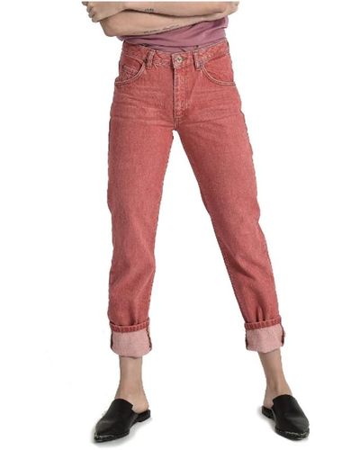 One Teaspoon High-waist straight-leg denim jeans - Rot