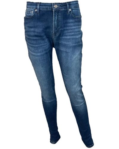 Denham Jeans ajustados de talle alto elásticos azul oscuro