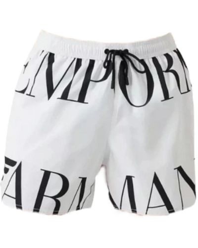 Emporio Armani Swimwear costume boxer bianco con macro logo - 52