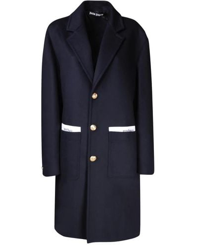 Palm Angels Single-Breasted Coats - Blue