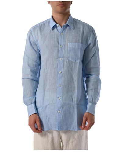 120% Lino Casual Shirts - Blue