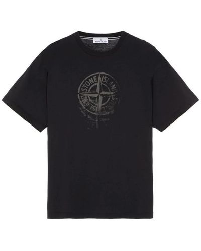 Stone Island Reflektierendes logo t-shirt regular fit - Schwarz