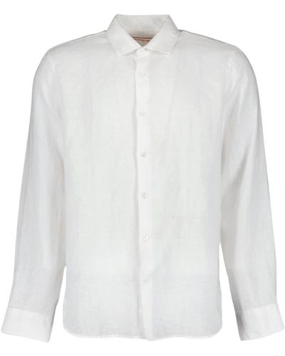 Orlebar Brown Camicia in lino con colletto classico - Bianco