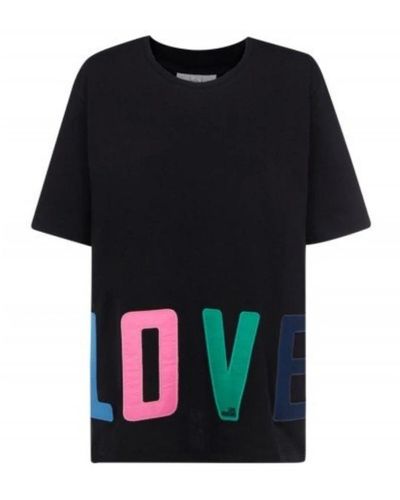 Love Moschino T-shirt donna w4f8783m3876 con stampa multicolor - Nero