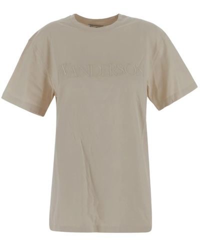 JW Anderson Camiseta de algodón con logo - Gris