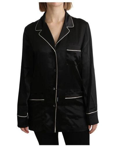 Dolce & Gabbana Blusa de seda elástica de lujo - Negro
