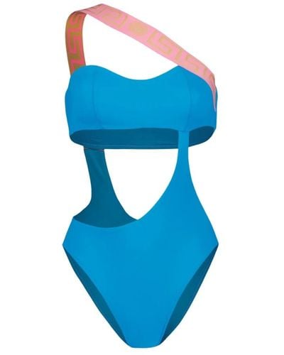 Versace Asymmetrischer one-shoulder badeanzug,asymmetrischer einteiliger badeanzug - Blau