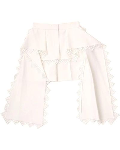 Alexander McQueen Shorts peplum de encaje elegantes - Blanco