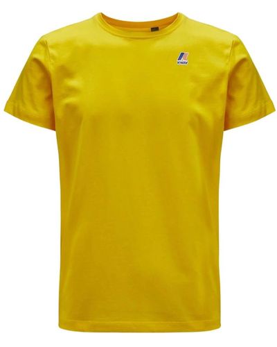K-Way Jersey baumwoll t-shirt mit bedrucktem logo,t-shirts,polo shirt kollektion,knitwear,klassische wasserdichte jacke - Gelb