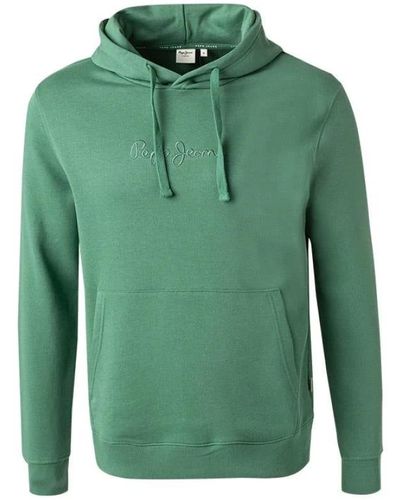 Pepe Jeans Baumwoll-hoodie mit gesticktem logo - Grün