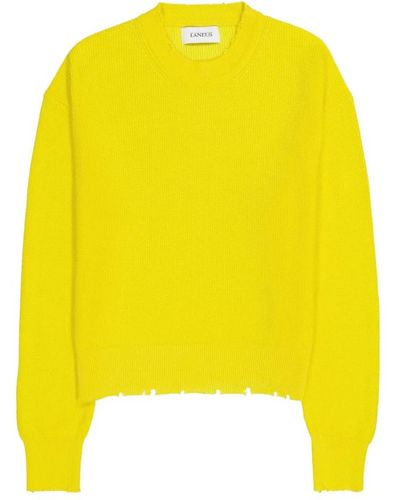 Laneus Giallo cropped maglione distrutto