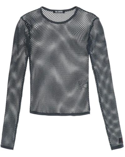 Raf Simons Langarm fishnet knit t-shirt - Grau