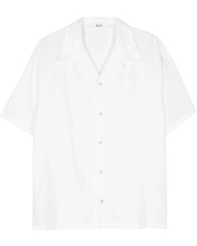 Séfr Camicia bianca in lino e cotone dalian - Bianco