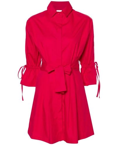 Liu Jo Rotes popeline kleid mit gürtel - Pink
