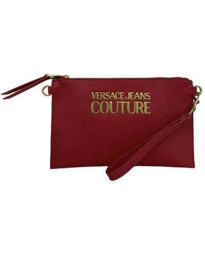 Versace Rote clutch mit abnehmbarem riemen und metalllogo