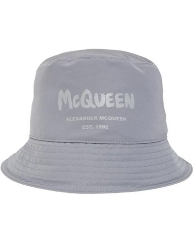 Alexander McQueen Logo Print Bucket Hat - Grau