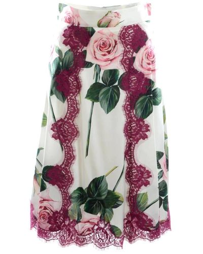 Dolce & Gabbana Falda midi floral para mujeres - Rosa