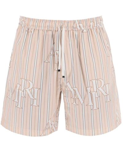 Amiri Stripe technical poplin bermuda shorts with logo striped - Neutro