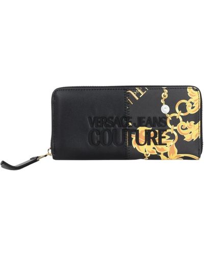 Versace Portafoglio half chain couture con placca logo - Nero