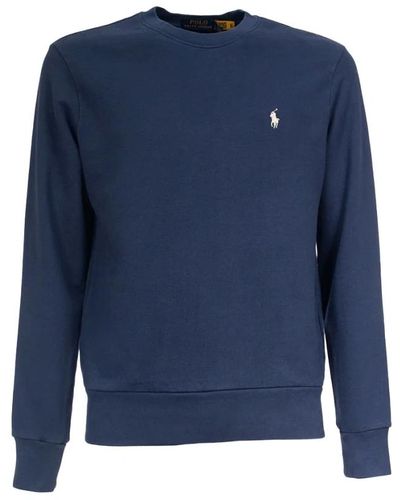 Polo Ralph Lauren Baumwoll-sweatshirt mit rundhalsausschnitt und gesticktem logo - Blau