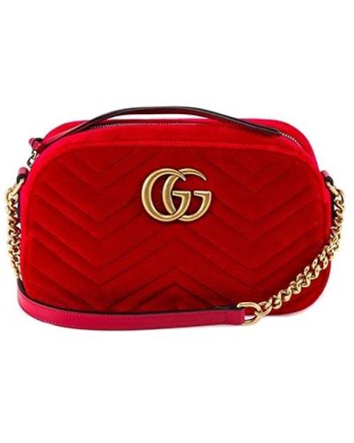 Gucci 4476329qibt6433 - marmont velvet small shoulder bag - Rosso